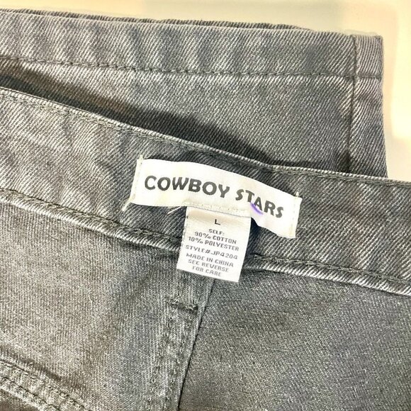 Cowboy Stars Straight Leg Jeans Womens Size L Black High Rise Button Fly Denim - Picture 5 of 10